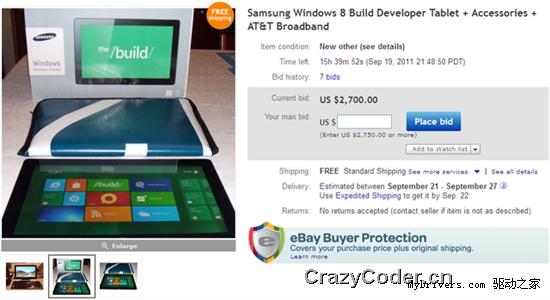 Windows 8 BUILD平板机2700美元惊现eBay2700c