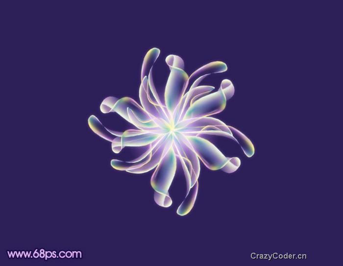 Photoshop变形工具制作漂亮的彩带花朵